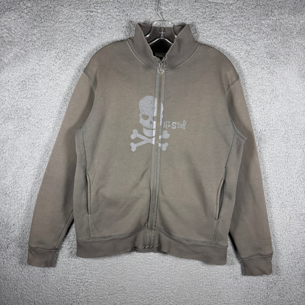 Y2K Converse All Star Mens Skull Crossbones Full Zip Sweatshirt Jacket 2000s VTG